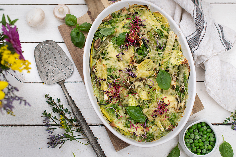 Kartoffel Frühlingsgemüse Gratin