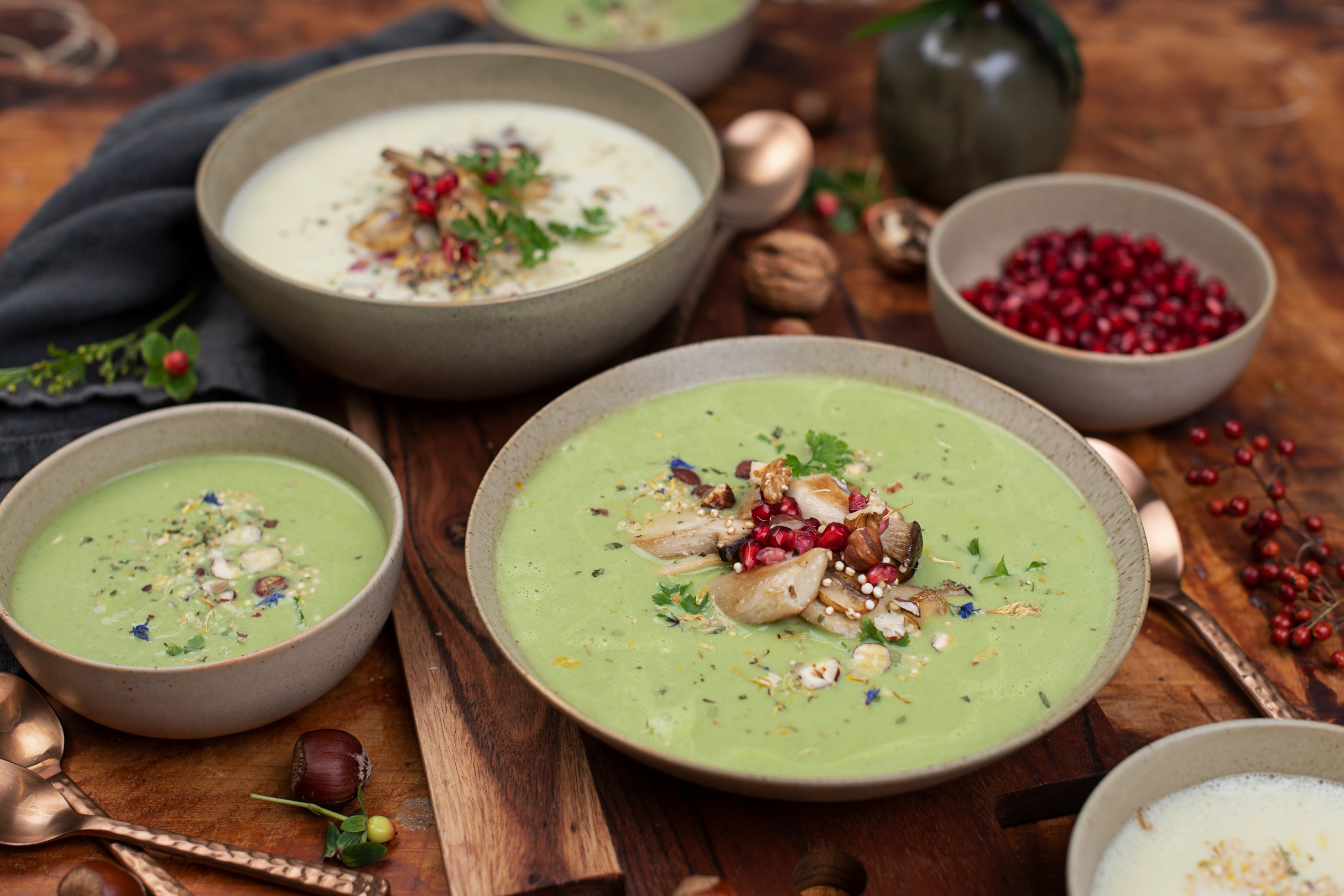 Cremesuppen zweierlei: Karfiol- & Brokkoli-Cremesuppe